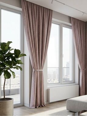 Set 2 Target Room Essentials Light Brown Herringbone Chevron Curtains Drapes 84"